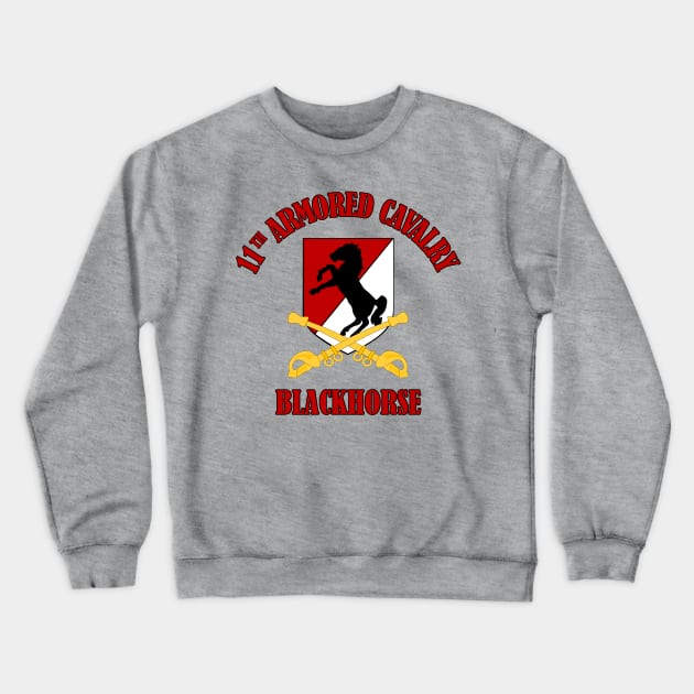 11th Armored Cavalry - Blackhorse Crewneck Sweatshirt by MilitaryVetShop